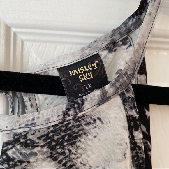 Paisley Sky Ruffle Tie Back Snakeskin Tank Blouse - Picture 3 of 4